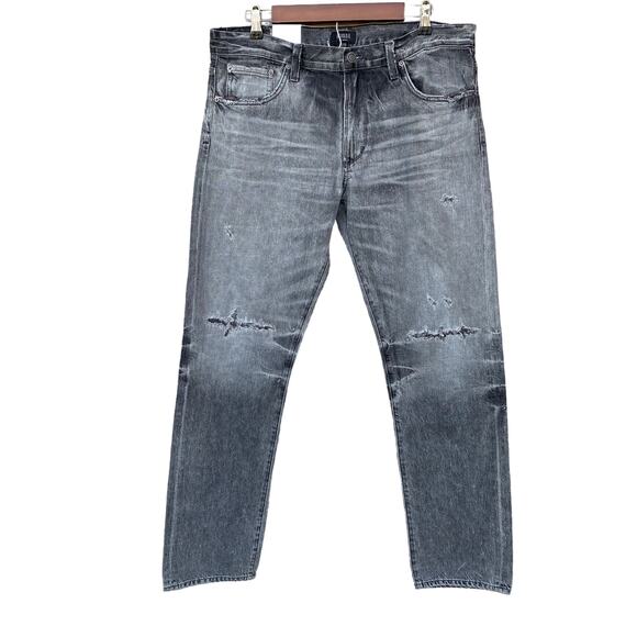 New Agolde Los Angeles Men Denim Rockwell Slim Fit Whiskered Distressed Jeans 36 - Picture 2 of 12